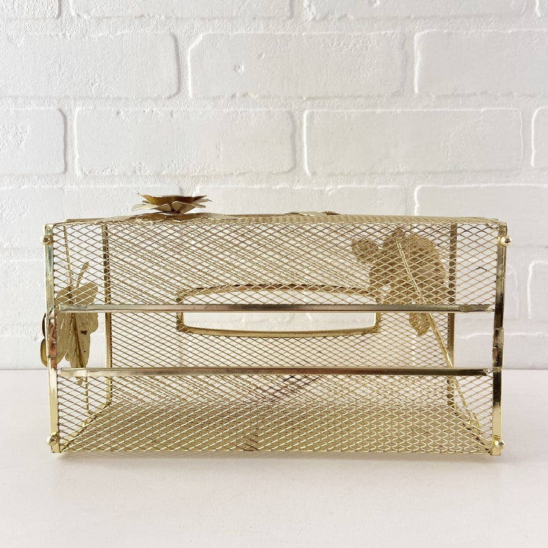 Vintage Gold Tissue Box Holder Gold Metal Kleenex Box Cover Etsy