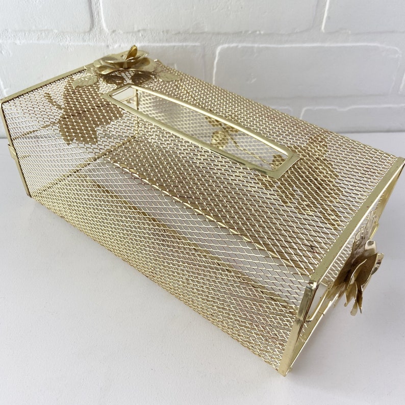 Vintage Gold Tissue Box Holder Gold Metal Kleenex Box Cover Etsy