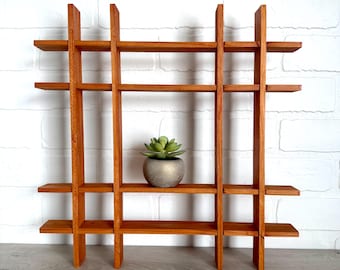 Vintage Wooden Cubby Shelf, Decorative Hanging Shelf, Small Vintage Shelf, Shadow Box Shelf, Multiple Opening Shelf
