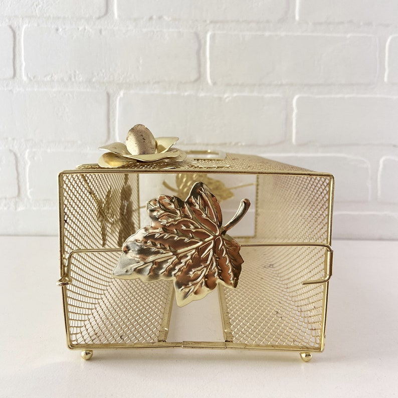 Vintage Gold Tissue Box Holder Gold Metal Kleenex Box Cover Etsy
