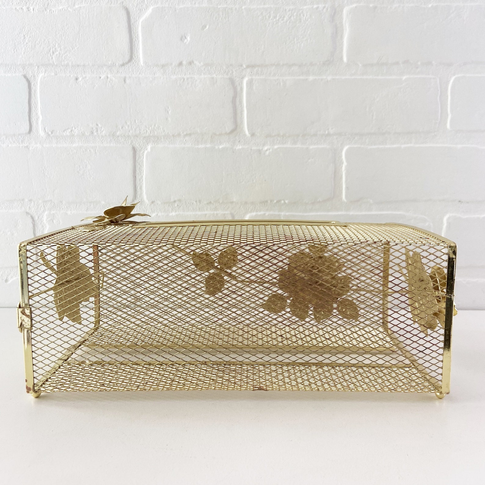 Vintage Gold Tissue Box Holder Gold Metal Kleenex Box Cover Etsy