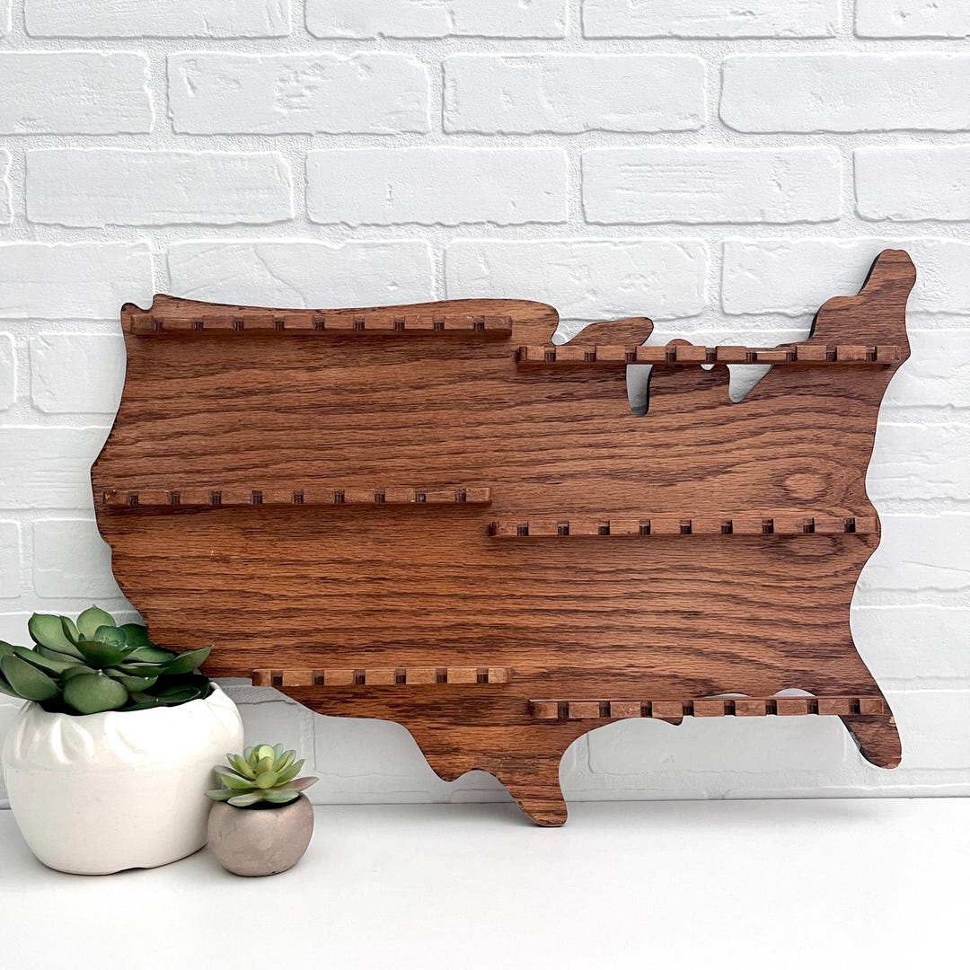 Vintage United States Map Wood Spoon Display Shelf, 50 Spoon Display ...
