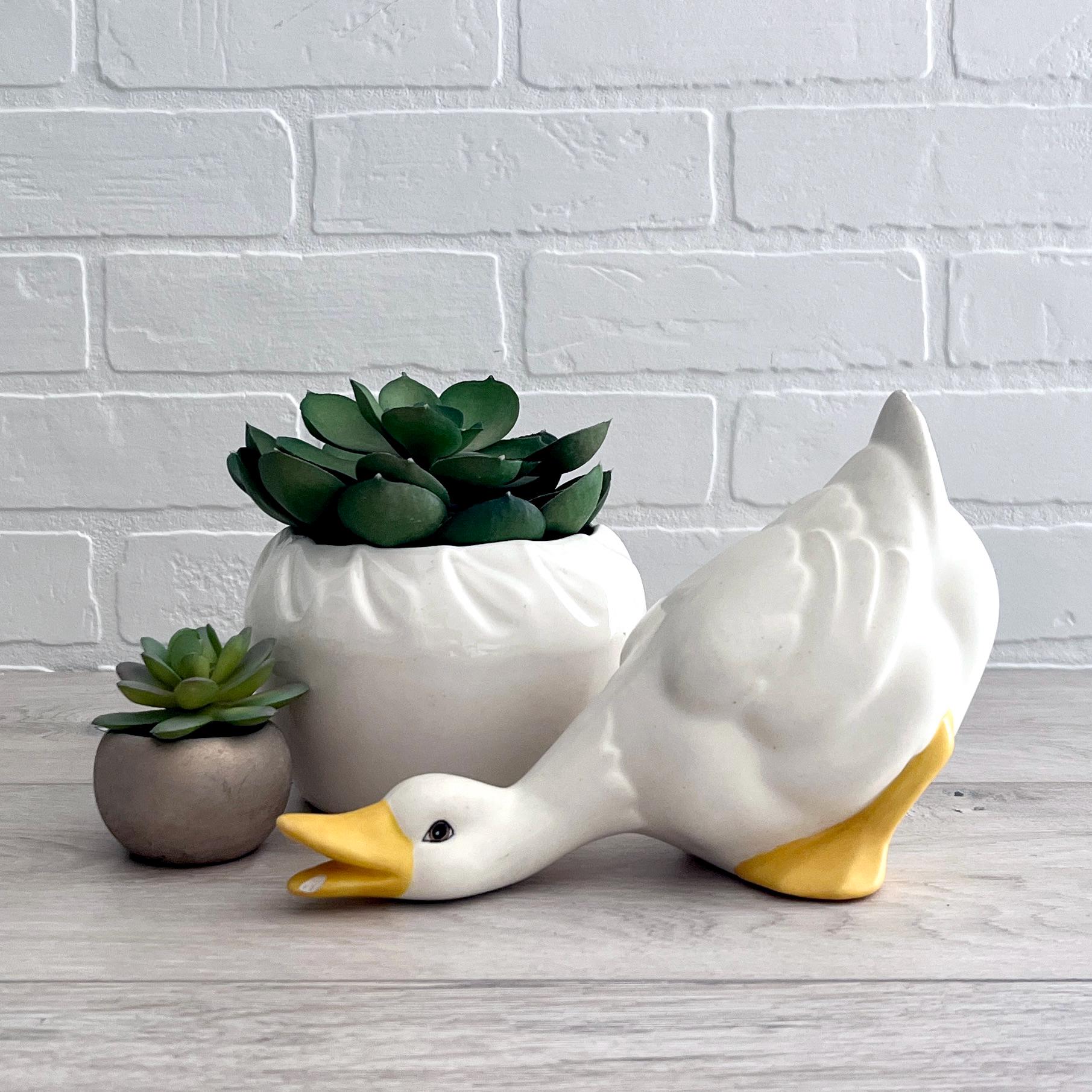 Vintage Ceramic White Duck, Decorative Duck Goose, Duck Figurines, Ceramic Garden Decor, Chippy Duck, Baby Room Decor, Duck & Goose Decor,