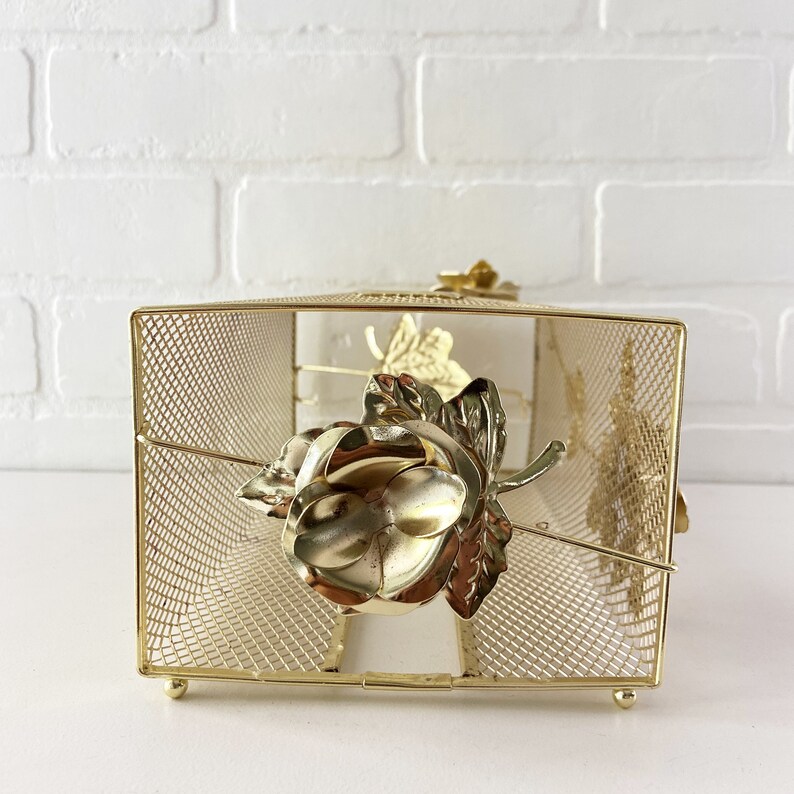 Vintage Gold Tissue Box Holder Gold Metal Kleenex Box Cover Etsy