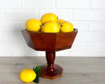 Vintage Wood Pedestal Dish, Pedestal Serving Bowl, Hipster Decor, Mid-Century Decor, Mid-Century Wood Decor, Turned Wood Pedestal Dish