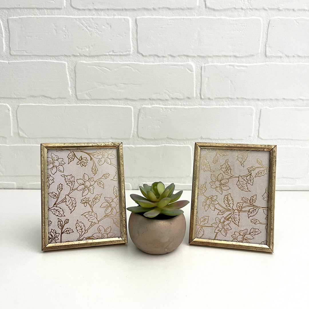 Vintage Gold Metal Picture Frames Pair of Frames Set of 2 Etsy