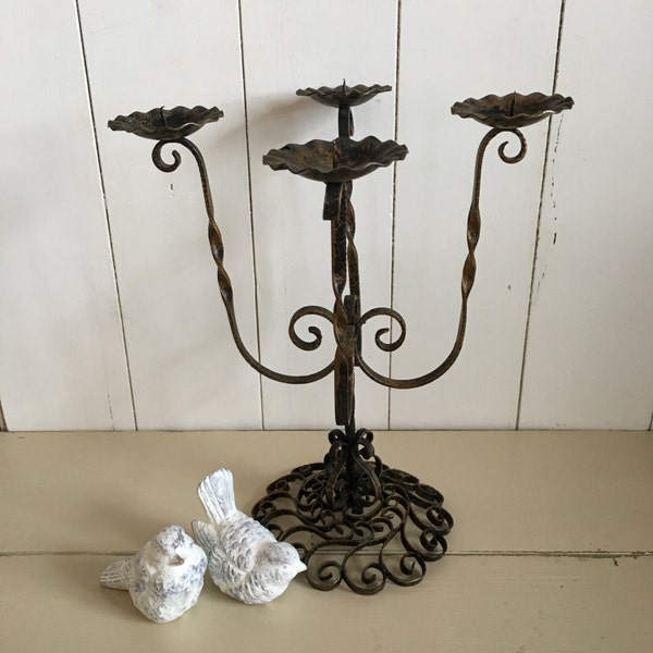 Candelabro negro Vintage negro y oro Renacimiento español portavelas, Portavelas de estilo barroco, candelabros centro de mesa, Metal rústico