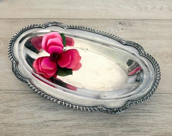 Vintage Silver Plated Oval Tray, Small Oval Bowl, Oblong, Vintage Wallace Silver