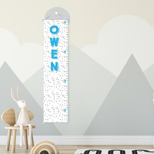 Gepersonaliseerde groeimeter: Confetti Brights weergegeven in helderblauw