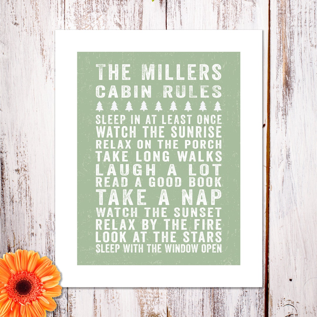 Personalized Wall Art "cabin Rules" Art Print - Etsy