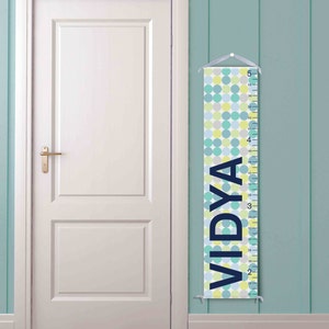 Personalized Growth Chart in Blue and Green Polka Dots