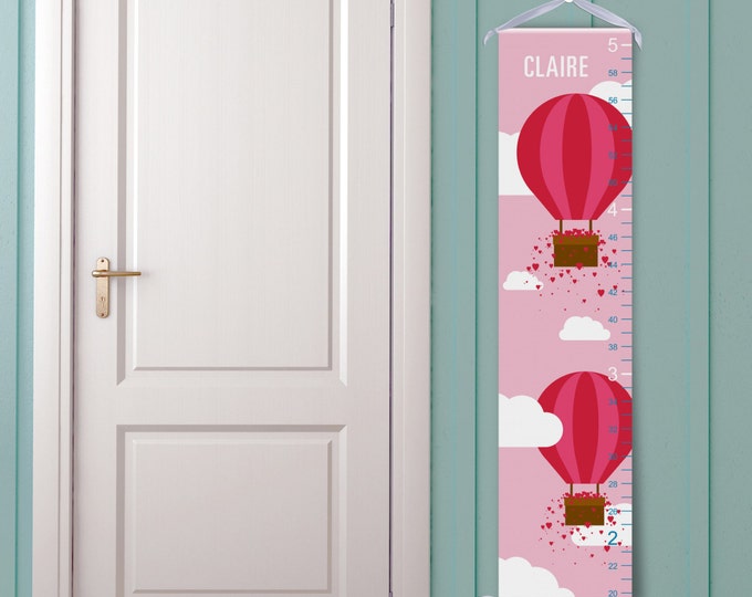 Personalized Growth Chart "Pink Balloons"