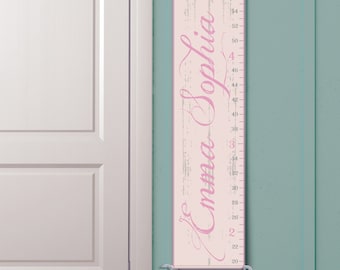 Personalized Growth Chart "Vintage Ruler" in Pink
