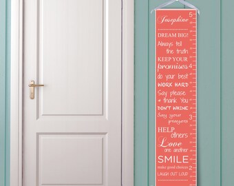 Personalized Growth Chart "Dream Big" in Coral