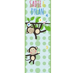 1 op maat gemaakte gepersonaliseerde groeimeter "Our Little Monkeys"