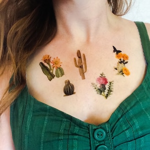 5 Vintage Cactus Temporary Tattoos SmashTat image 1