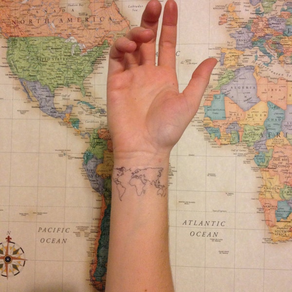 2 World Map Temporary Tattoos - SmashTat