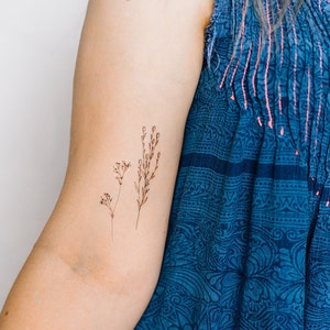 2 Thin Wildflower Temporary Tattoos- SmashTat
