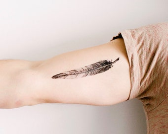 2 Large Feather Temporary Tattoos- SmashTat