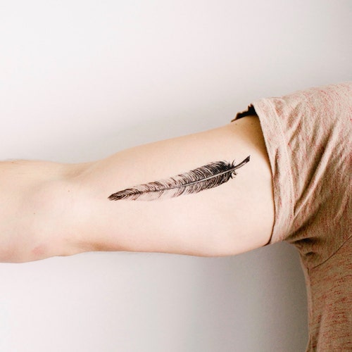 2 Large Feather Temporary Tattoos Smashtat - Etsy