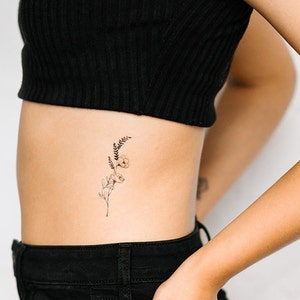 2 Lineart Wildflower Temporary Tattoos- SmashTat