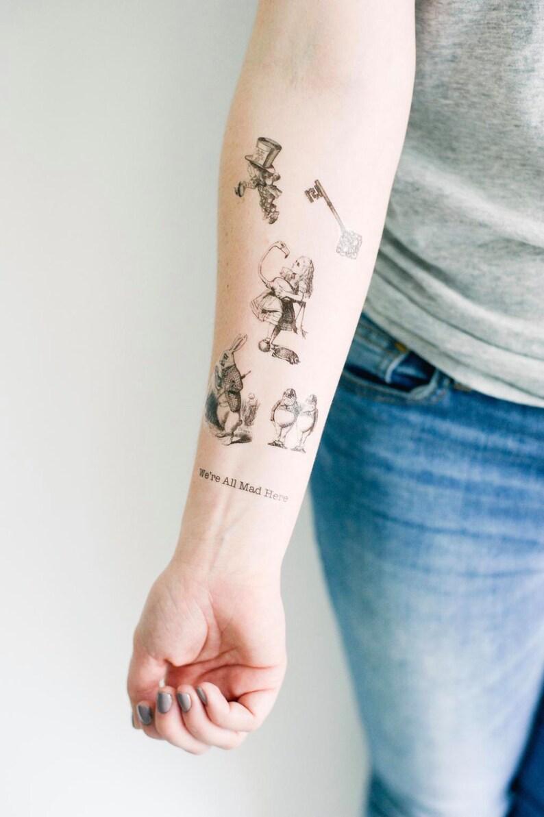 6 Alice in Wonderland Temporary Tattoos SmashTat image 0
