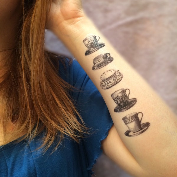 5 tatouages temporaires teacup vintage- SmashTat