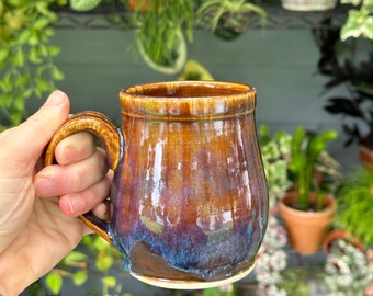 Ceramic mug | coffee mug, handmade pottery mug, blue mug, brown mug, Mother’s Day