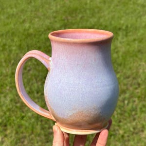 20z Ceramic mug | coffee mug, handmade pottery mug, pink orange mug