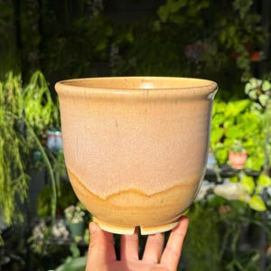 6” Ceramic planter | handmade pottery, plant pot, yellow planter, orange planter, planter with drainage