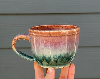 Ceramic mug | coffee mug, handmade pottery mug, blue mug, pink mug, speckled mug, latte cup
