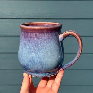 20oz Ceramic mug | coffee mug, handmade pottery mug, purple mug, blue mug