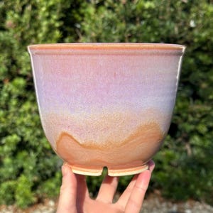 6” Ceramic planter | handmade planter, ceramic plant pot, pink planter, orange planter