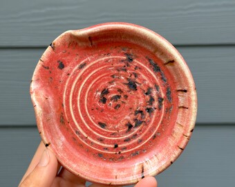 Ceramic spoon rest, spoon plate, handmade pottery, pink spoon rest, red spoon rest