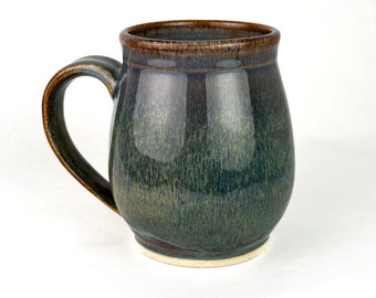 Ceramic mug | coffee mug, handmade pottery mug, blue mug, brown mug, 14oz mug, Mother’s Day