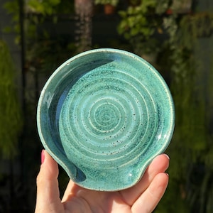 Ceramic spoon rest, spoon plate, handmade spoon rest, blue spoon rest