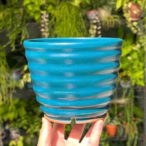 6” Ceramic planter | handmade planter, ceramic plant pot, blue planter, planter with drainage