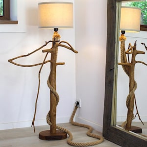 Floor lamp, table lamp -S07-, made of natural oak branch. Unique, eco, from the forest, floor lamp, atmospheric light