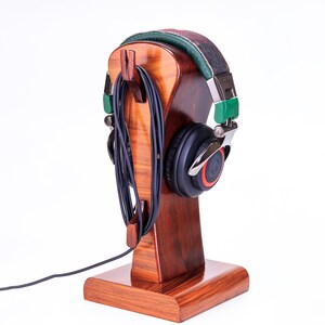 Headphone Stand IT 4, storage of headphones, rosewood, for music lovers, gift for players, electronics and accessories image 6