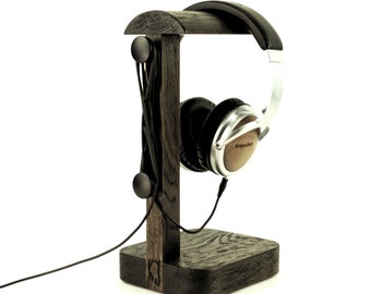 Exclusief standaard voor hoofdtelefoon "FOR 04 - Exclusive". Zwarte eik 4.500 jaar !!! Een geschenk voor audiofiel. Handgemaakt. DJ