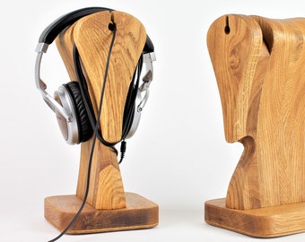 Soporte para auriculares "Gambit IV", roble dorado, roble polaco, accesorios de computadora, para amantes de la música