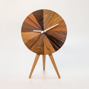 Clock color palette. Standing / wall mounted. Exotic wood. Silent mechanism. Gift for wedding. Hand made image 1