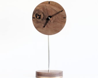 Oak clock "IO", bleached oak, standing clock, round clock, silent mechanism, made by hand.