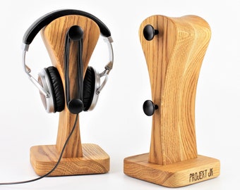 Headphone stand "IT 5" made of natural oak wood, brushed, oiled, natural, a gift for him, Computer Accessories