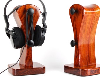 Soporte exclusivo para auriculares "IT 09 - Exclusive". Madera de bubinga. Hecho a mano, para audiófilos, regalo para casa, DJ