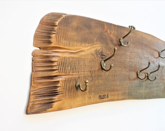 Rustic clothes hanger, hall hanger, wall hanger, wood hanger, wood carving