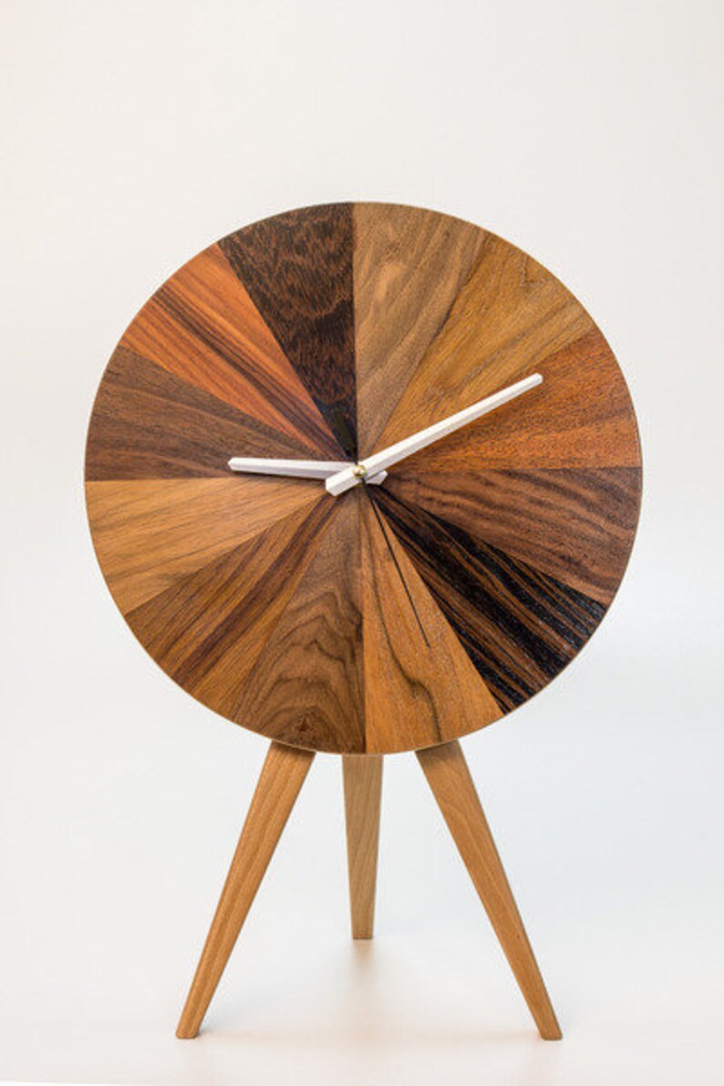 Clock color palette. Standing / wall mounted. Exotic wood. Silent mechanism. Gift for wedding. Hand made image 5