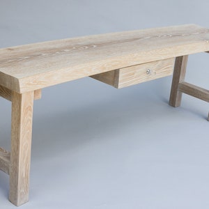 Oak bench bleached and waxed. With a drawer. Into the hallway. Other dimensions and finish are possible. image 1