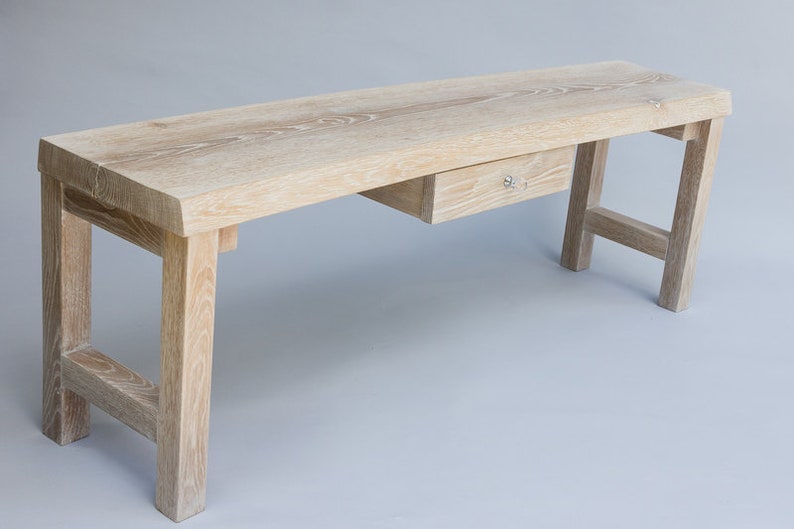 Oak bench bleached and waxed. With a drawer. Into the hallway. Other dimensions and finish are possible. image 1