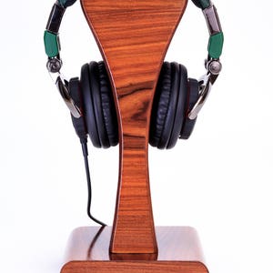 Headphone Stand IT 4, storage of headphones, rosewood, for music lovers, gift for players, electronics and accessories image 2